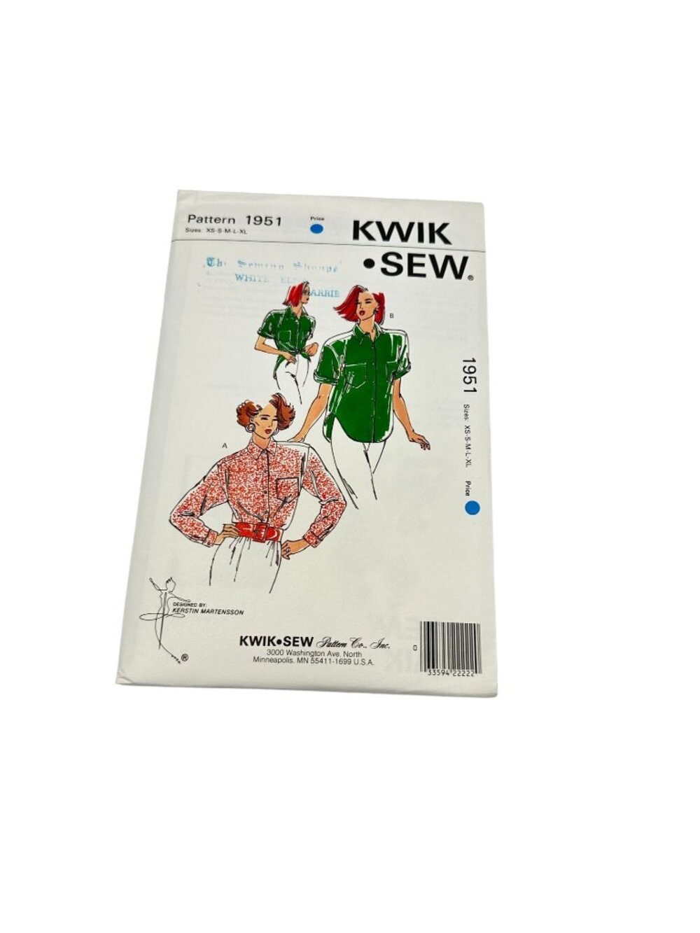 Kwik Sew 1951 Womans Blouse XS S M L XL Sewing Pattern Uncut‎ Sealed